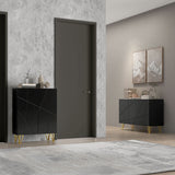 High Gloss Storage Cabinet 120cm Wide With 3 Doors - Velmora