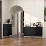 High Gloss Storage Cabinet 120cm Wide With 3 Doors - Velmora