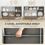 High Gloss Storage Cabinet 120cm Wide With 3 Doors - Velmora