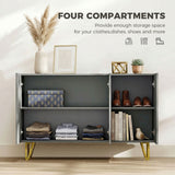 High Gloss Storage Cabinet 120cm Wide With 3 Doors - Velmora