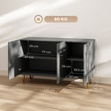 High Gloss Storage Cabinet 120cm Wide With 3 Doors - Velmora