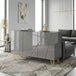 High Gloss Storage Cabinet 120cm Wide With 3 Doors - Velmora