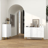 High Gloss Storage Cabinet 120cm Wide With 3 Doors - Velmora