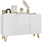 High Gloss Storage Cabinet 120cm Wide With 3 Doors - Velmora