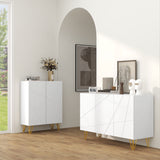 High Gloss Storage Cabinet 120cm Wide With 3 Doors - Velmora