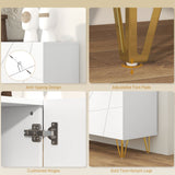 High Gloss Storage Cabinet 120cm Wide With 3 Doors - Velmora