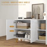 High Gloss Storage Cabinet 120cm Wide With 3 Doors - Velmora
