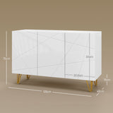 High Gloss Storage Cabinet 120cm Wide With 3 Doors - Velmora