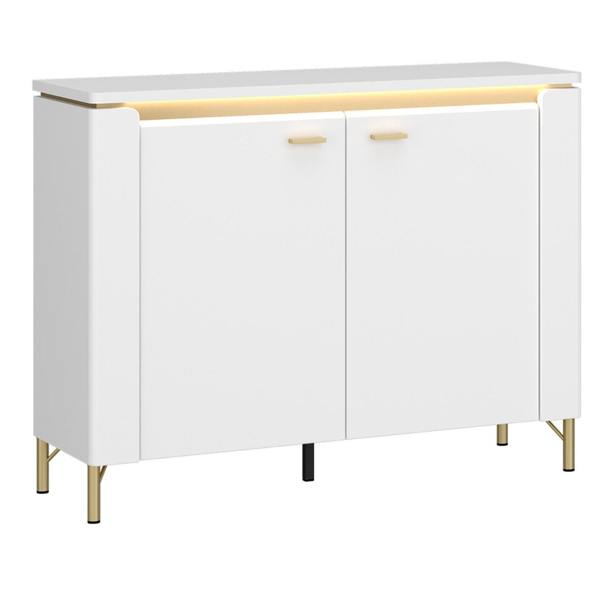 High Gloss Storage Cabinet With 2 Doors And LED Lights - Lazio