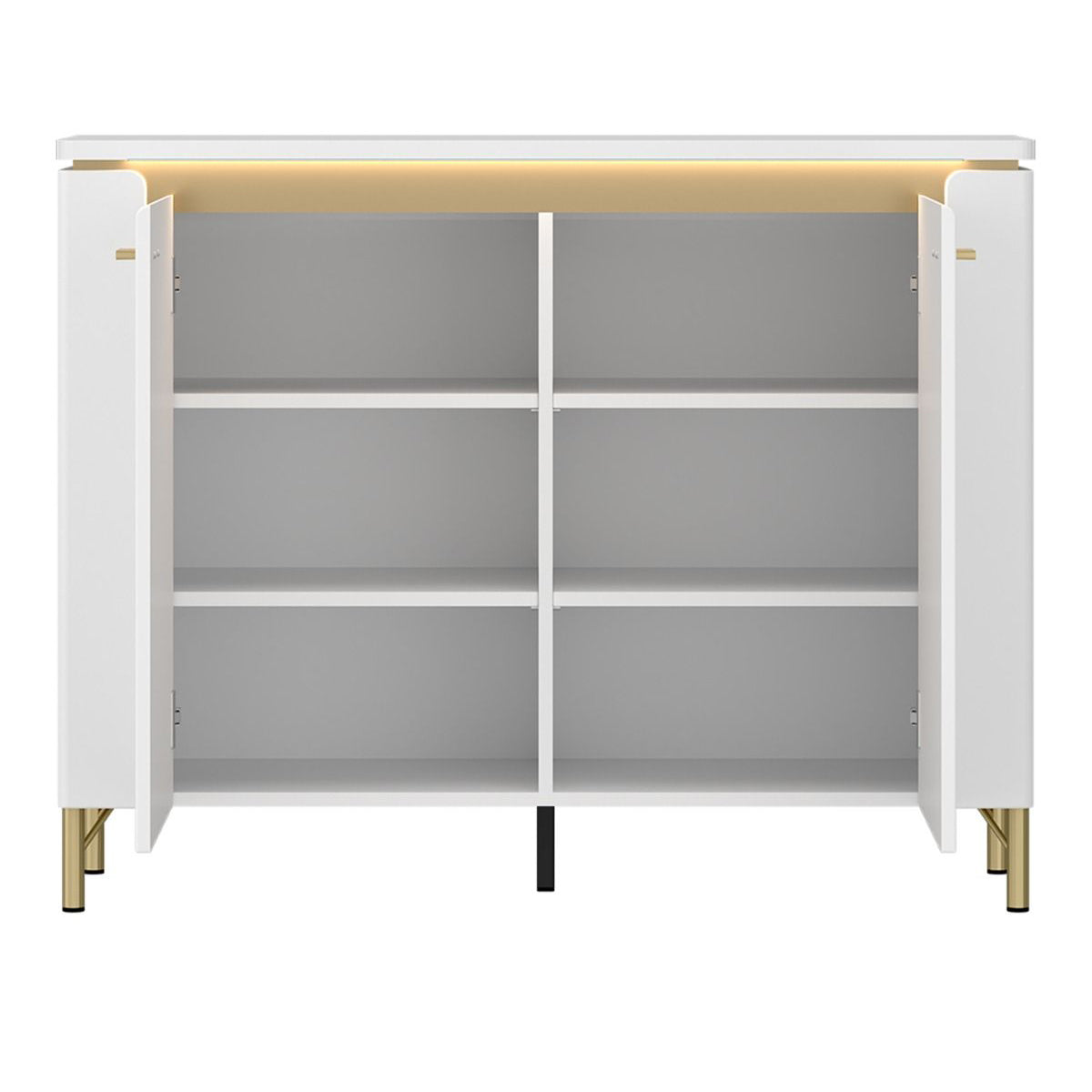 High Gloss Storage Cabinet With 2 Doors And LED Lights - Lazio