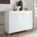 High Gloss Storage Cabinet With 2 Doors And LED Lights - Lazio