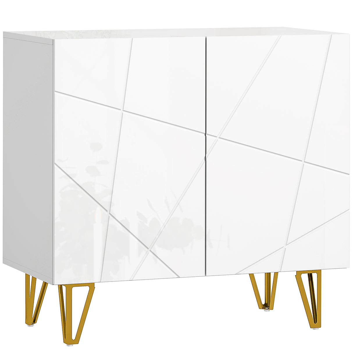 High Gloss Storage Cabinet 80cm Wide With 2 Doors - Velmora