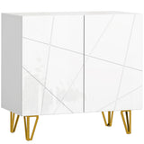 High Gloss Storage Cabinet 80cm Wide With 2 Doors - Velmora