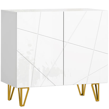 High Gloss Storage Cabinet 80cm Wide With 2 Doors - Velmora