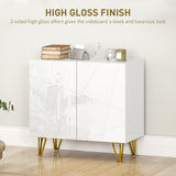 High Gloss Storage Cabinet 80cm Wide With 2 Doors - Velmora