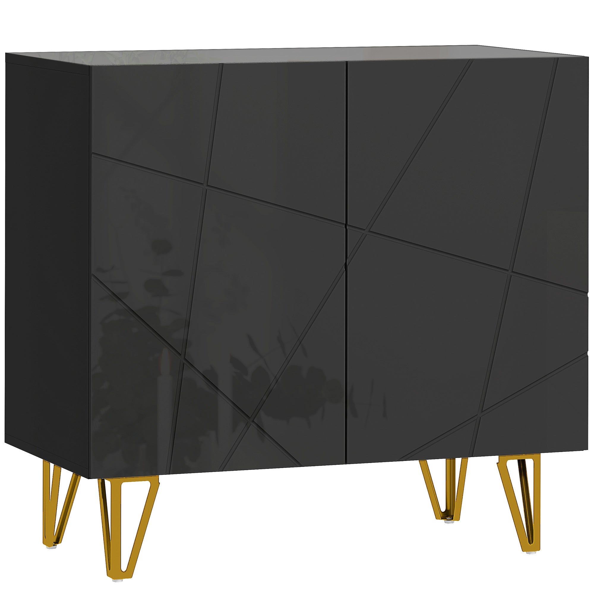 High Gloss Storage Cabinet 80cm Wide With 2 Doors - Velmora
