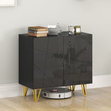 High Gloss Storage Cabinet 80cm Wide With 2 Doors - Velmora