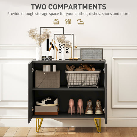 High Gloss Storage Cabinet 80cm Wide With 2 Doors - Velmora