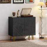High Gloss Storage Cabinet 80cm Wide With 2 Doors - Velmora