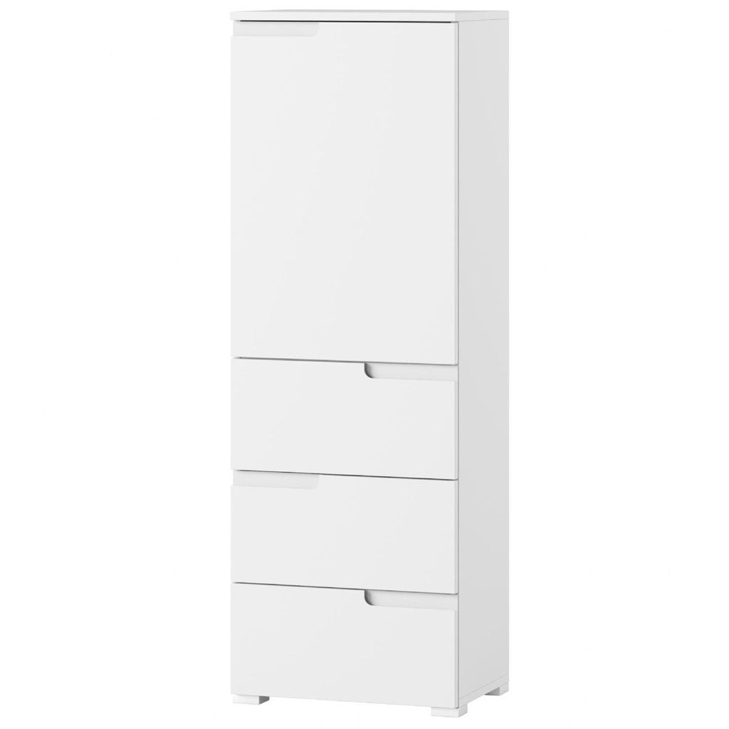 High Gloss Storage Cabinet Tallboy With 1 Door And 3 Drawers - Salina