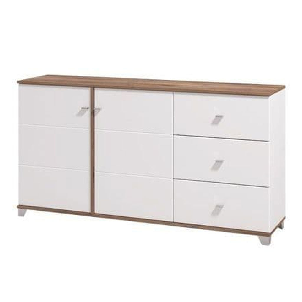 High Gloss Storage Cabinet With 2 Doors And 3 Drawers - Minot