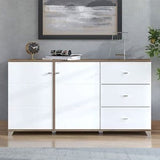 High Gloss Storage Cabinet With 2 Doors And 3 Drawers - Minot
