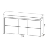 High Gloss Storage Cabinet With 3 Doors And LED Lights - Cedar