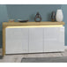 High Gloss Storage Cabinet 158cm Wide With 3 Doors And LED Lights - Cedar