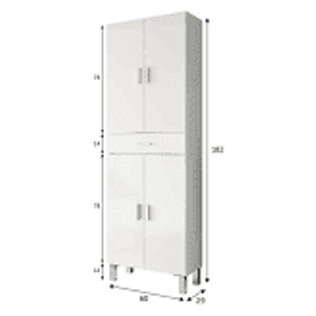 High Gloss Storage Cabinet With 4 Doors And 1 Drawer - Valdes