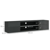 High Gloss TV Stand 140cm Wide Wall Mounted With 2 Doors - Velmora