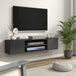 High Gloss TV Stand 140cm Wide Wall Mounted With 2 Doors - Velmora