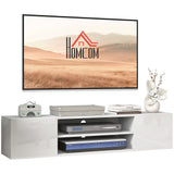 High Gloss TV Stand 140cm Wide Wall Mounted With 2 Doors - Velmora