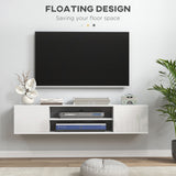 High Gloss TV Stand 140cm Wide Wall Mounted With 2 Doors - Velmora