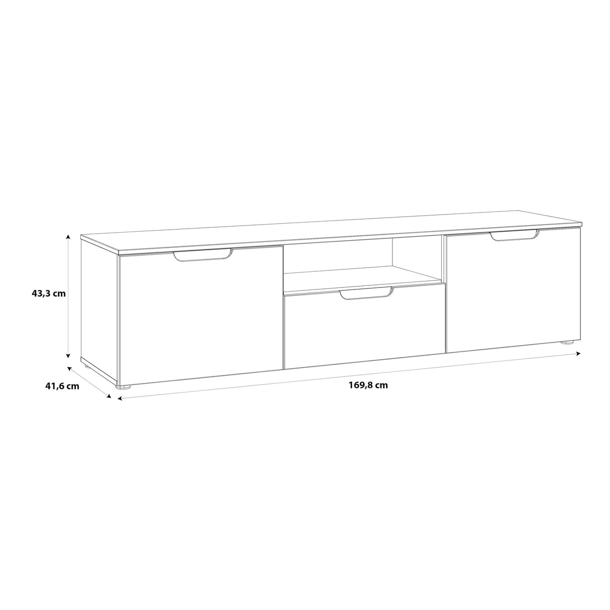 High Gloss TV Stand With 2 Doors And 1 Drawer - Sienna