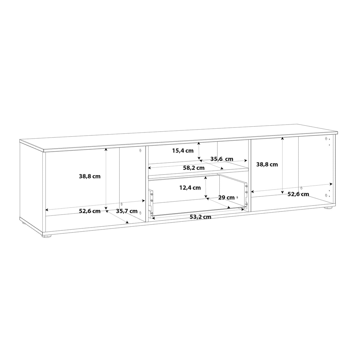 High Gloss TV Stand With 2 Doors And 1 Drawer - Sienna