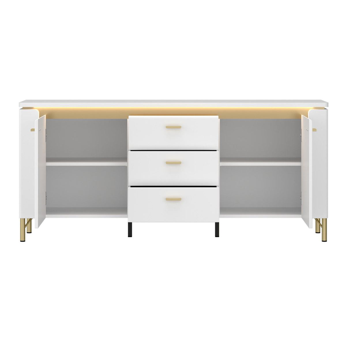 High Gloss TV Stand With 2 Doors 3 Drawers And LED Lights - Lazio