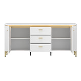 High Gloss TV Stand With 2 Doors 3 Drawers And LED Lights - Lazio