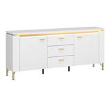 High Gloss TV Stand With 2 Doors 3 Drawers And LED Lights - Lazio