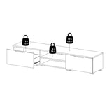 High Gloss TV Stand With 2 Drawers And 2 Shelves - Match