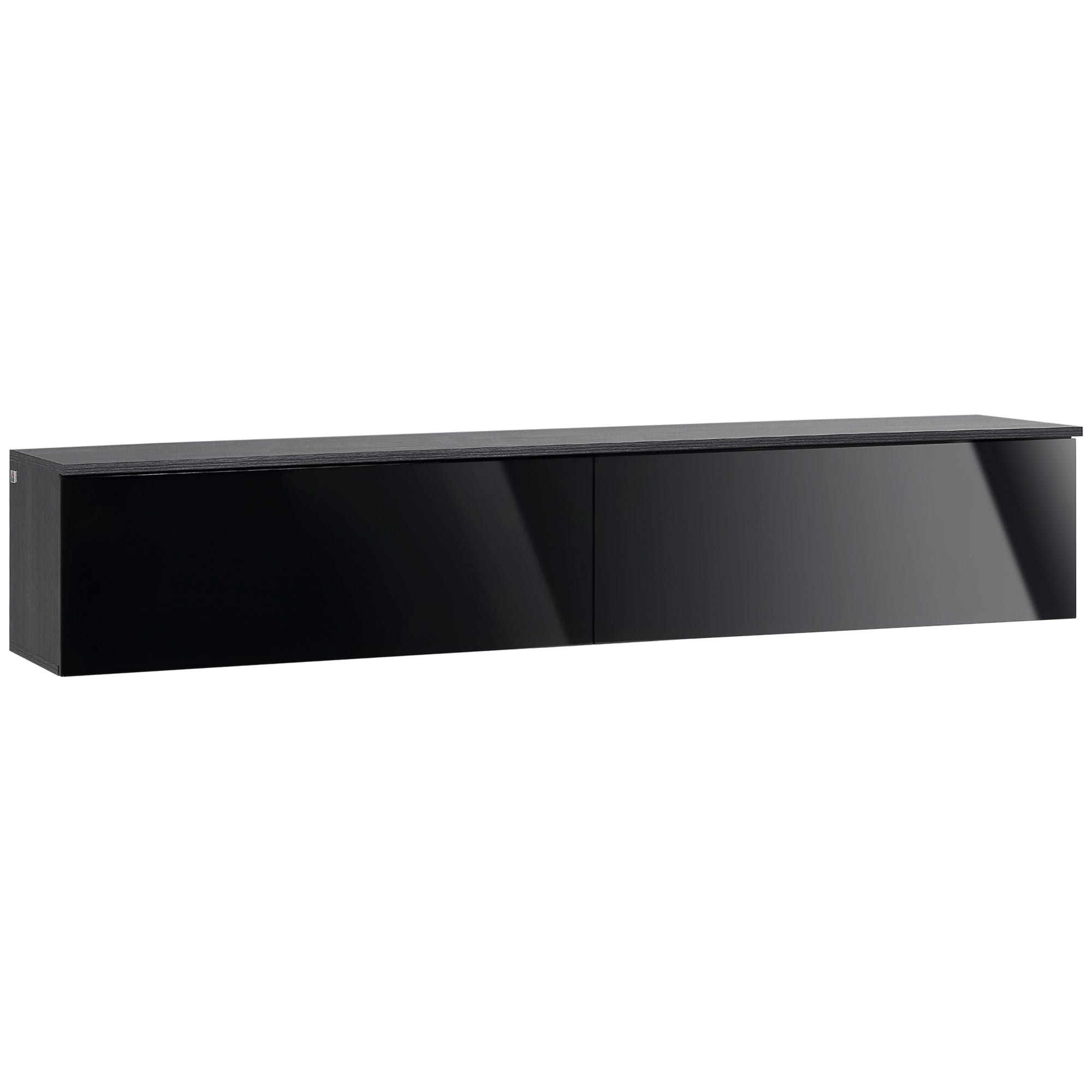 High Gloss Wall Mounted Floating TV Stand 160cm Wide With Flip Up Door - Velmora