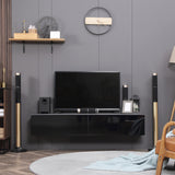 High Gloss Wall Mounted Floating TV Stand 160cm Wide With Flip Up Door - Velmora