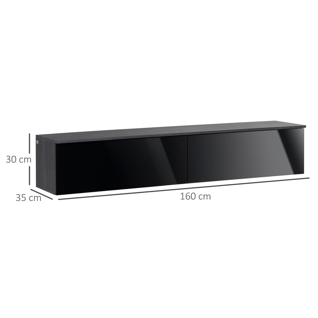 High Gloss Wall Mounted Floating TV Stand 160cm Wide With Flip Up Door - Velmora