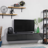 High Gloss Wall Mounted Floating TV Stand 160cm Wide With Flip Up Door - Velmora