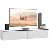 High Gloss Wall Mounted Floating TV Stand 160cm Wide With Flip Up Door - Velmora