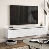 High Gloss Wall Mounted Floating TV Stand 160cm Wide With Flip Up Door - Velmora