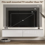 High Gloss Wall Mounted Floating TV Stand 160cm Wide With Flip Up Door - Velmora