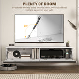High Gloss Wall Mounted Floating TV Stand 160cm Wide With Flip Up Door - Velmora