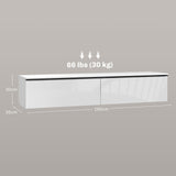 High Gloss Wall Mounted Floating TV Stand 160cm Wide With Flip Up Door - Velmora