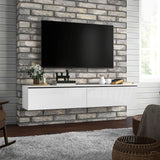 High Gloss Wall Mounted Floating TV Stand 160cm Wide With Flip Up Door - Velmora