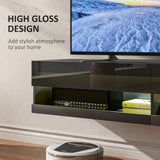 High Gloss Wall Mounted TV Stand 150cm Wide With LED Lights - Velmora